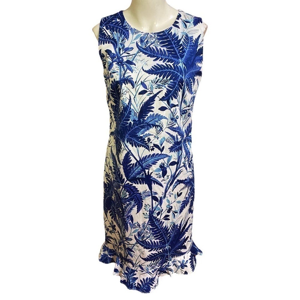 Talbots Sateen Flounce Hem Floral A-line Dress Size 6